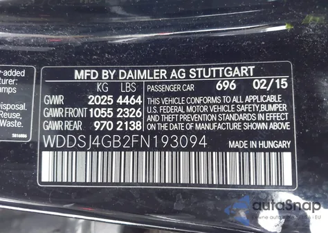 2015 Mercedes-Benz Cla 250 4Matic из США, поврежденный, VIN WDDSJ4GB2FN193094